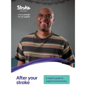 Cover of the After your stroke information pack, showing a smiling stroke survivor